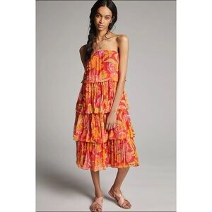 ANTHROPOLOGIE VERB RAVENNA TIERED MIDI DRESS